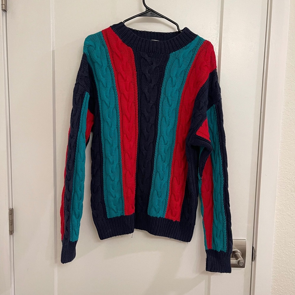 Vintage Colorblock Knit Sweater Fall Retro 90s 80s Preppy Old Money Holidays